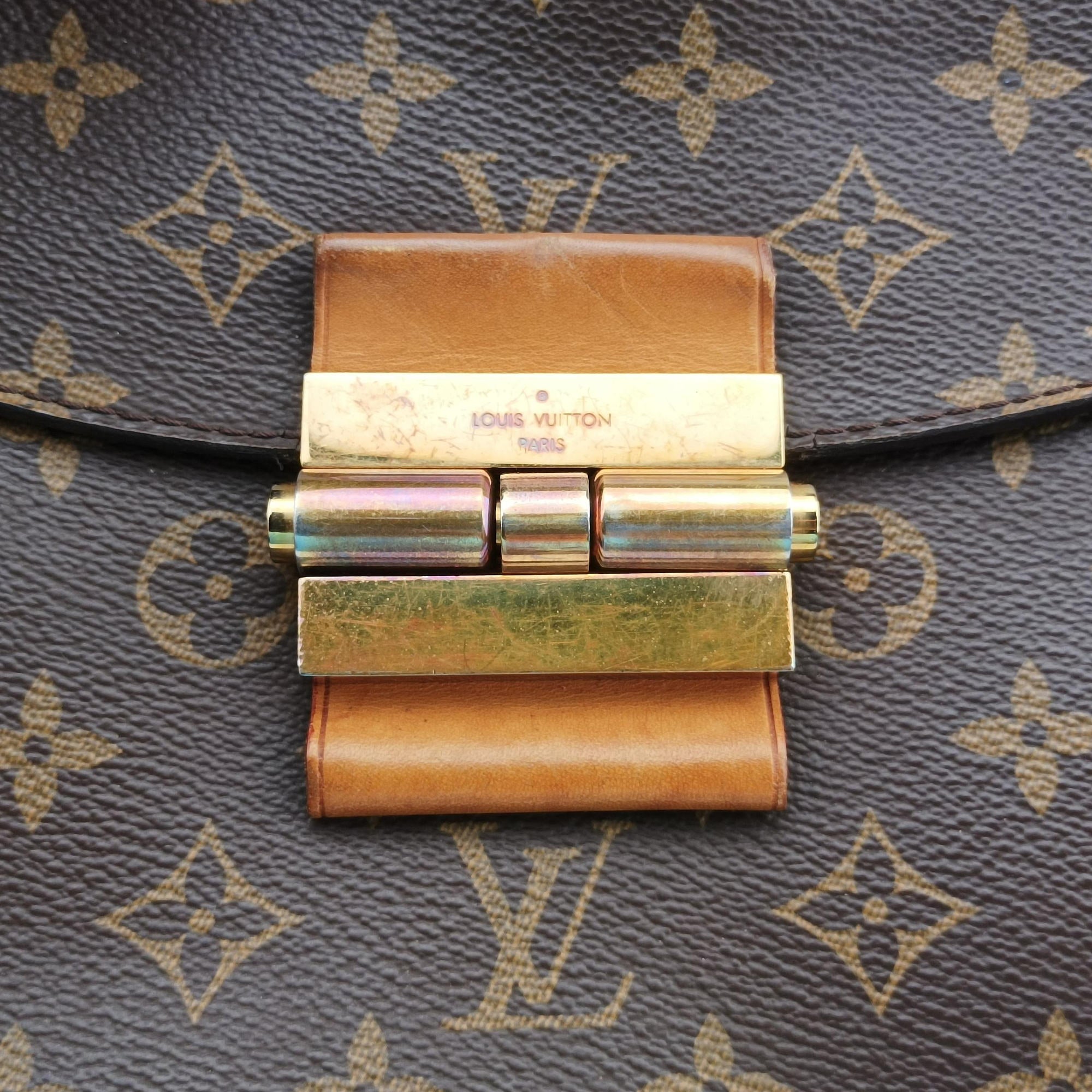 Pre-owned Louis Vuitton OLYMPE brown×AURORE Monogram Canvas×calf leather M40816 shoulderbag | stylenewstar
