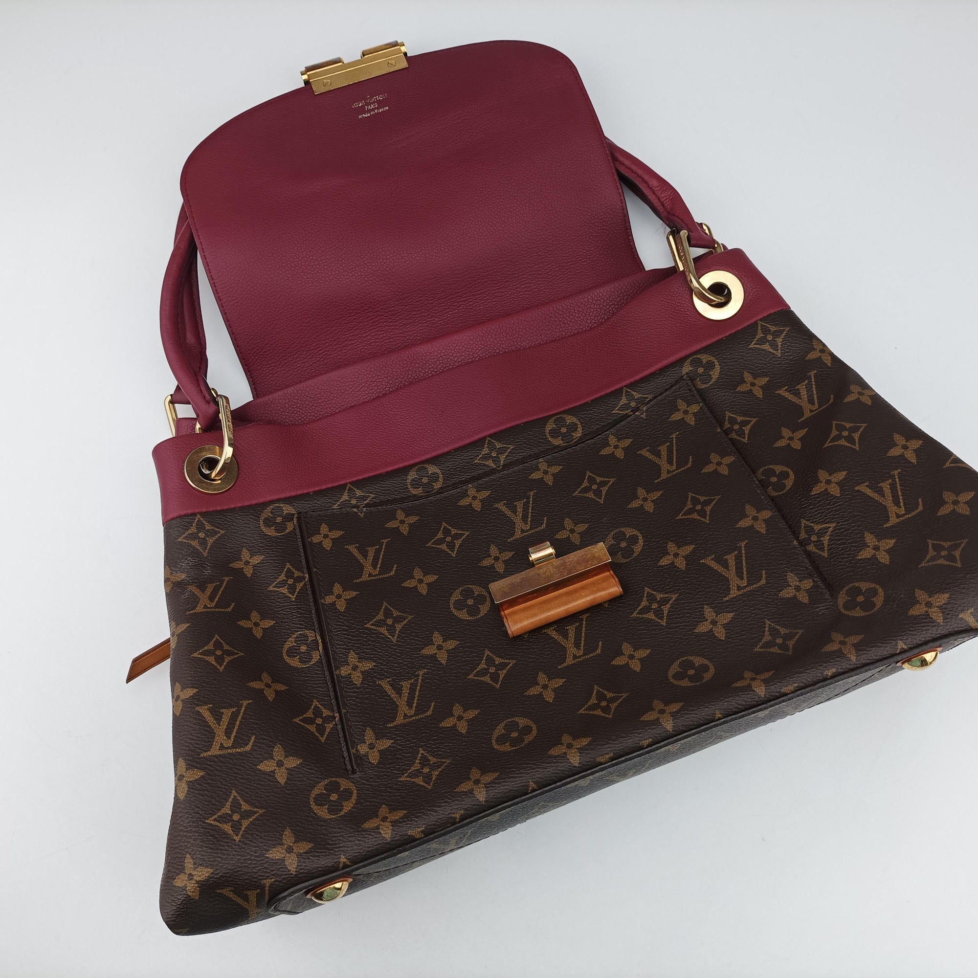 Pre-owned Louis Vuitton OLYMPE brown×AURORE Monogram Canvas×calf leather M40816 shoulderbag | stylenewstar