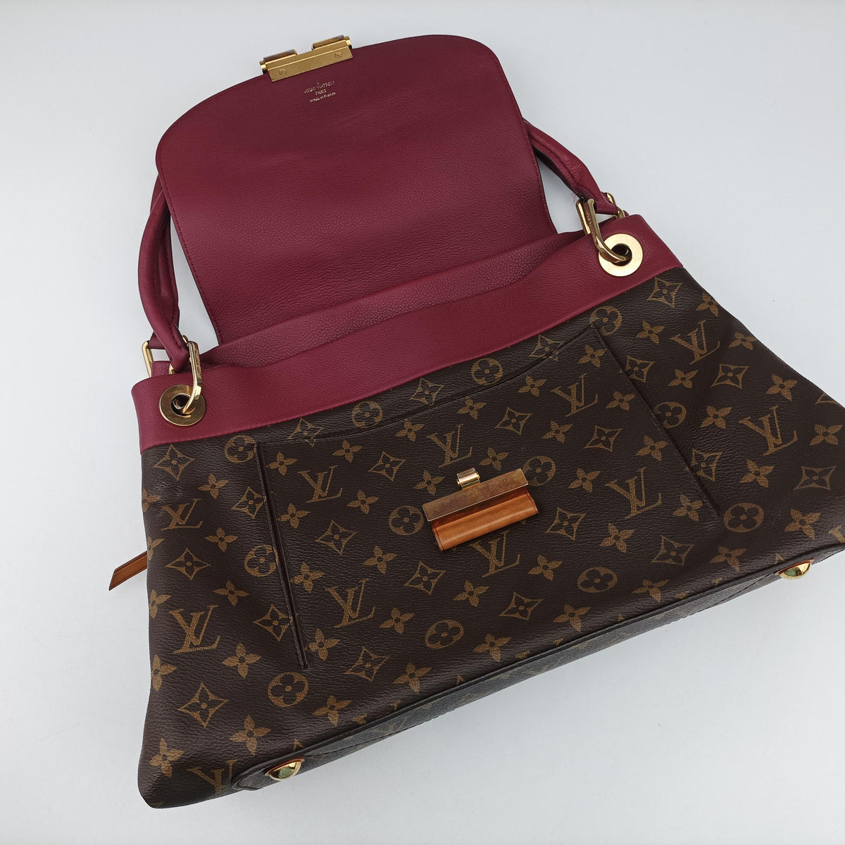 Pre-owned Louis Vuitton OLYMPE brown×AURORE Monogram Canvas×calf leather M40816 shoulderbag | stylenewstar