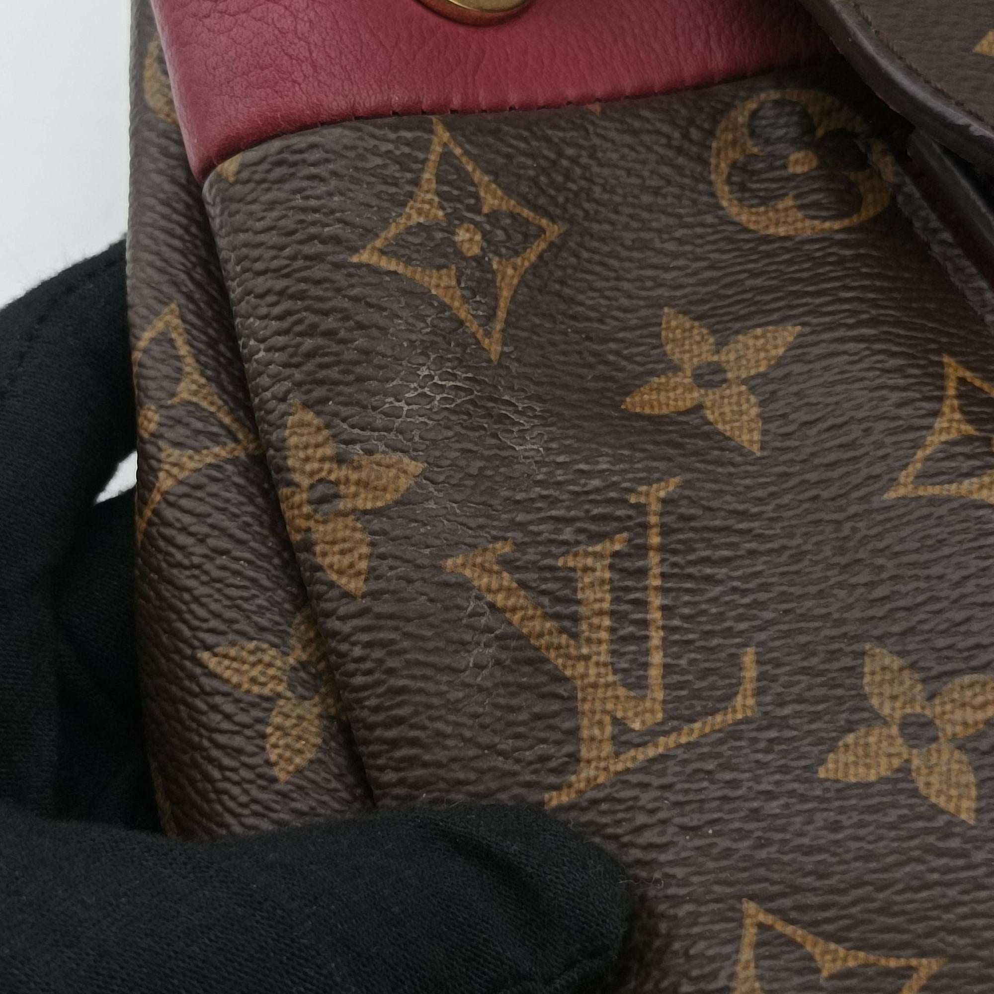 Pre-owned Louis Vuitton OLYMPE brown×AURORE Monogram Canvas×calf leather M40816 shoulderbag | stylenewstar