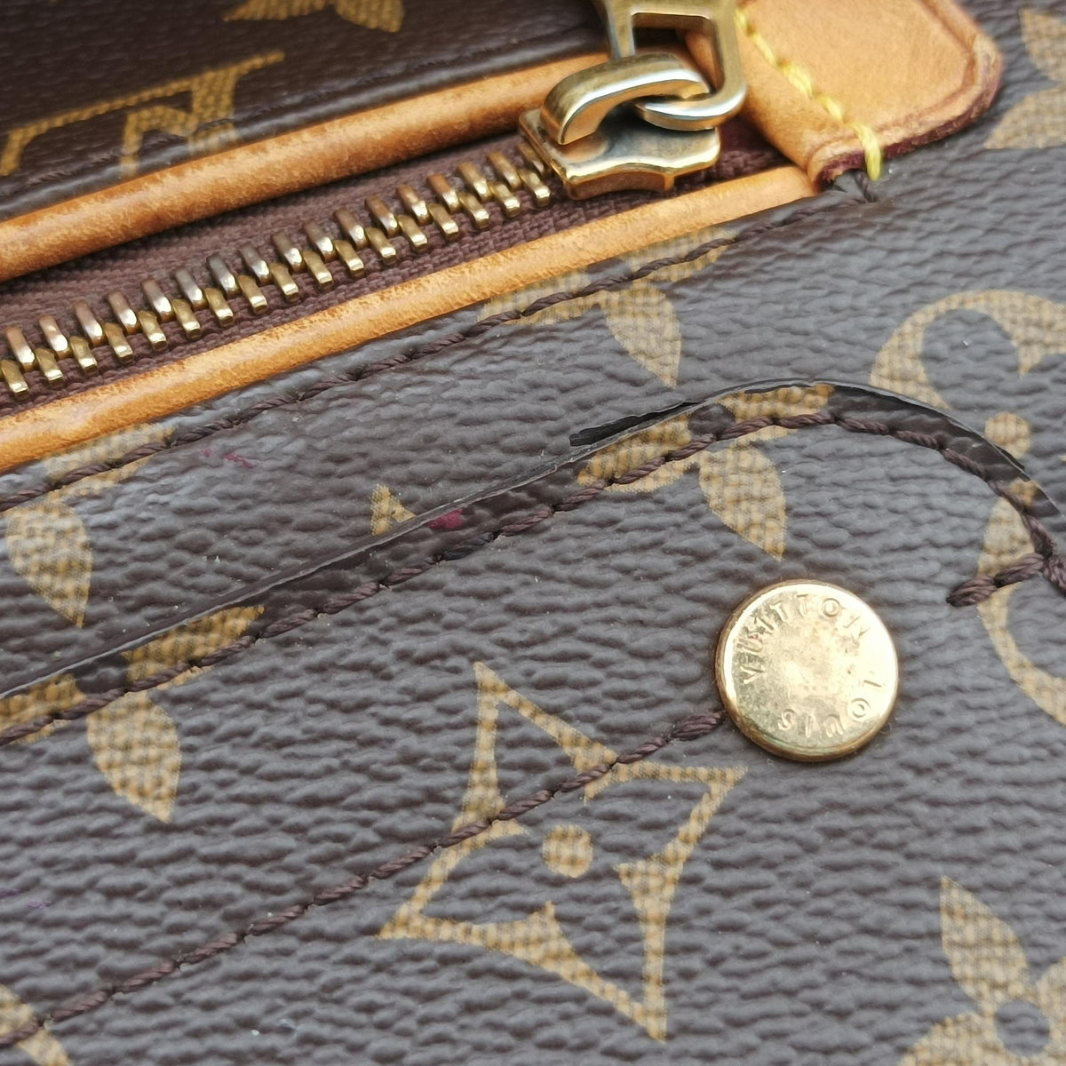 Pre-owned Louis Vuitton OLYMPE brown×AURORE Monogram Canvas×calf leather M40816 shoulderbag | stylenewstar