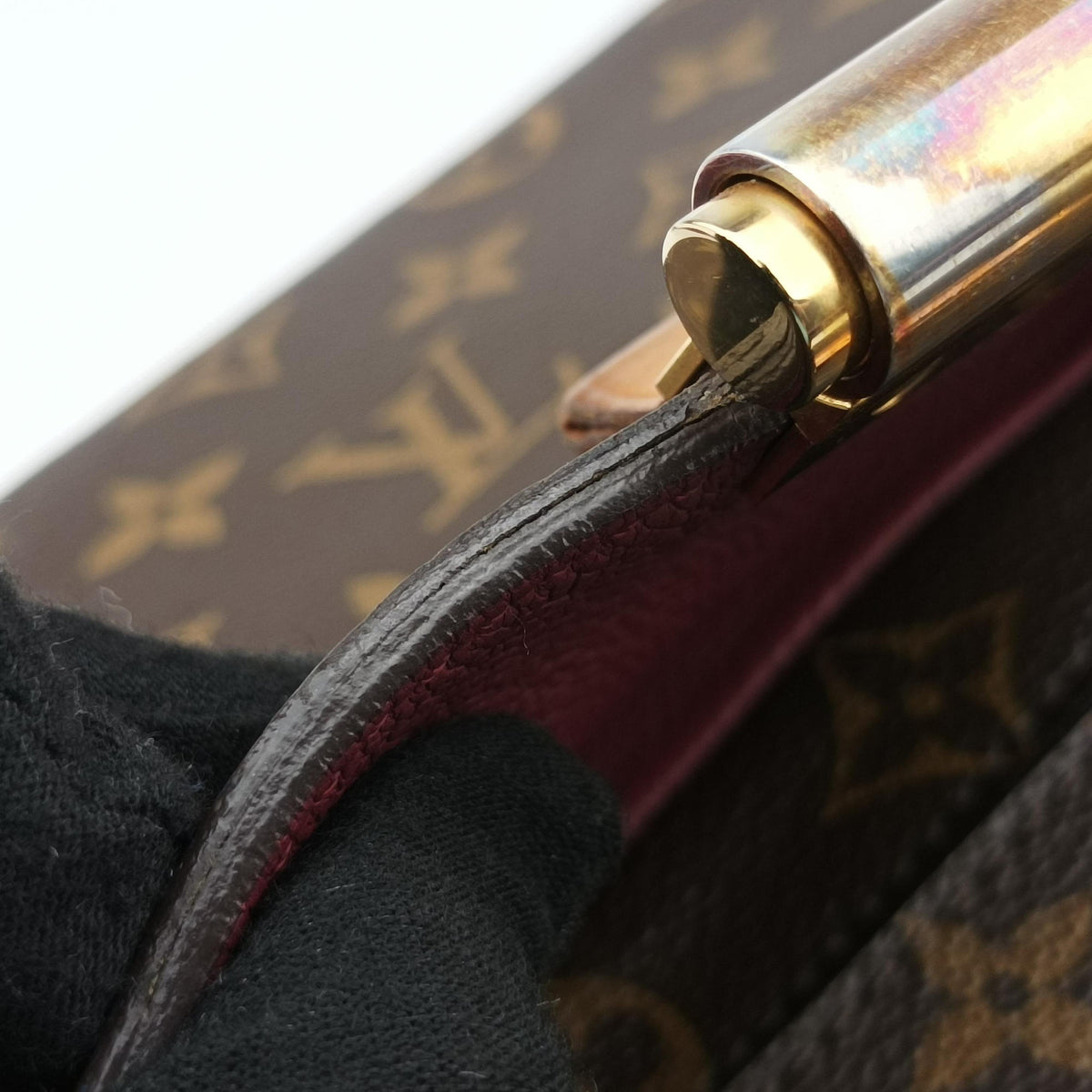 Pre-owned Louis Vuitton OLYMPE brown×AURORE Monogram Canvas×calf leather M40816 shoulderbag | stylenewstar
