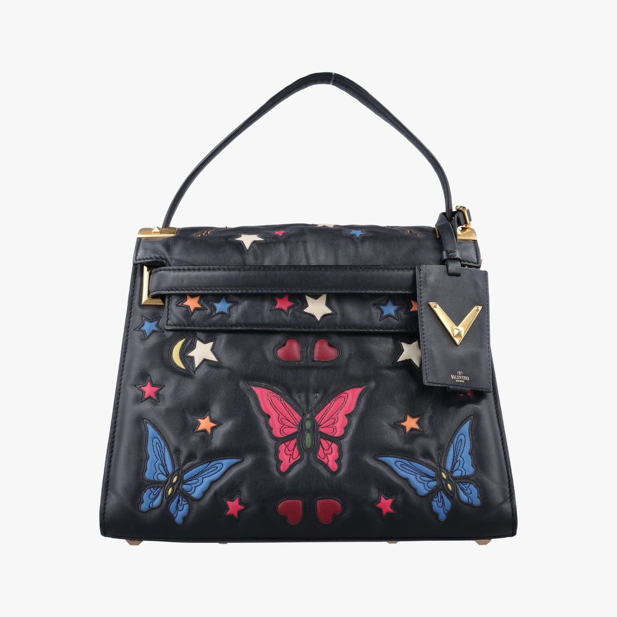 Secondhand Valentino My Rockstud Black Smooth Calfskin Leather  handbag | stylenewstar