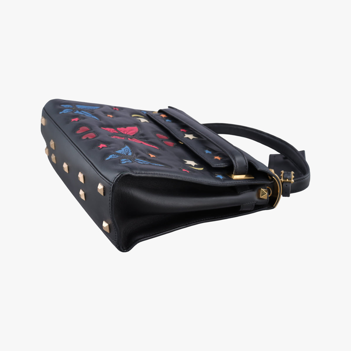 Secondhand Valentino My Rockstud Black Smooth Calfskin Leather  handbag | stylenewstar