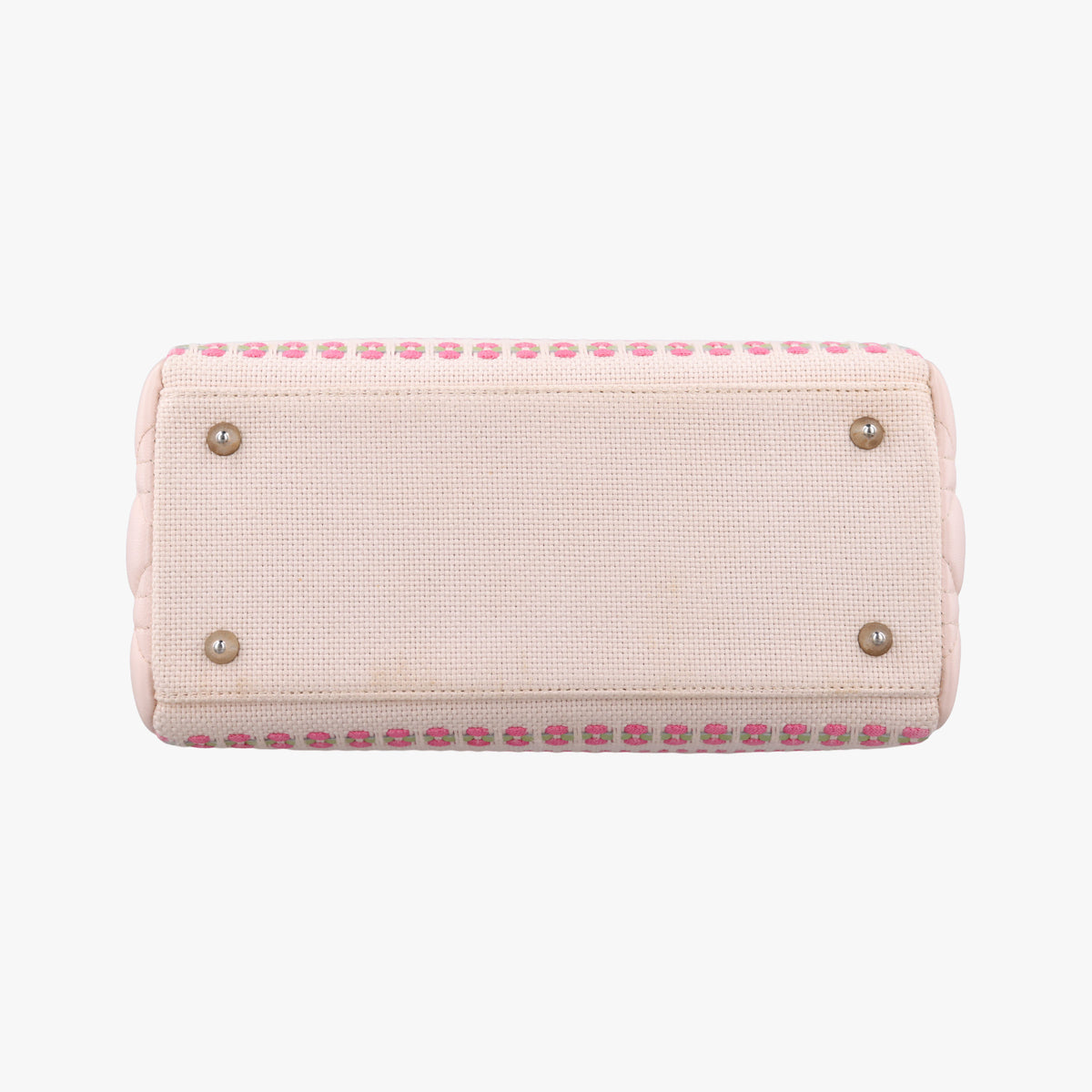 Secondhand Christian Dior Medium Tweed Sequin Lady Dior Pink×Blue Canvas×Leather  shoulderbag | stylenewstar