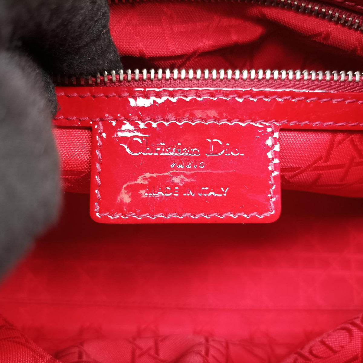 Pre-owned Christian Dior Lady Dior Red Patent  shoulderbag | stylenewstar