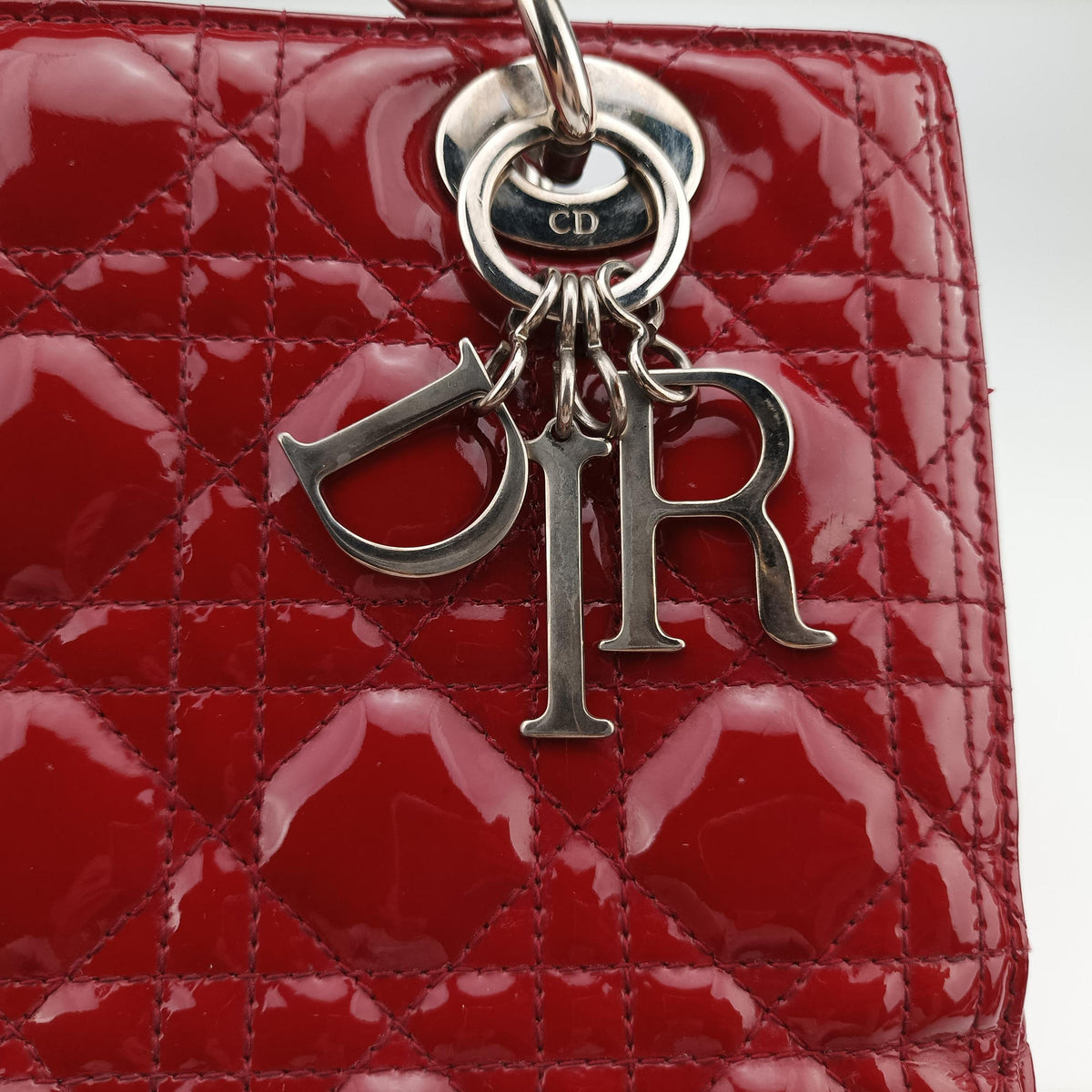 Pre-owned Christian Dior Lady Dior Red Patent  shoulderbag | stylenewstar