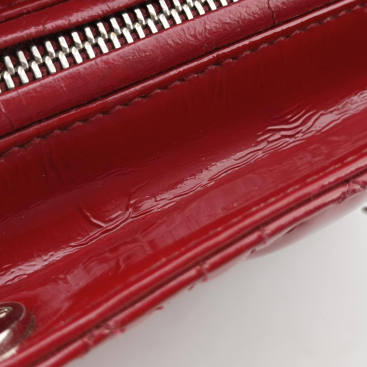 Pre-owned Christian Dior Lady Dior Red Patent  shoulderbag | stylenewstar