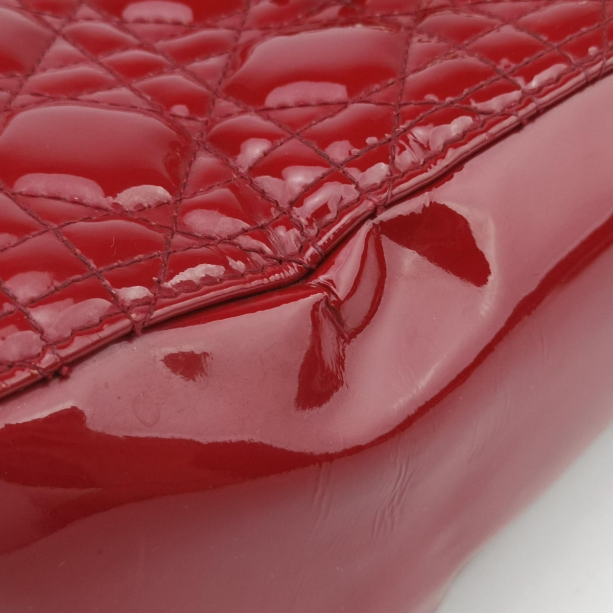 Pre-owned Christian Dior Lady Dior Red Patent  shoulderbag | stylenewstar