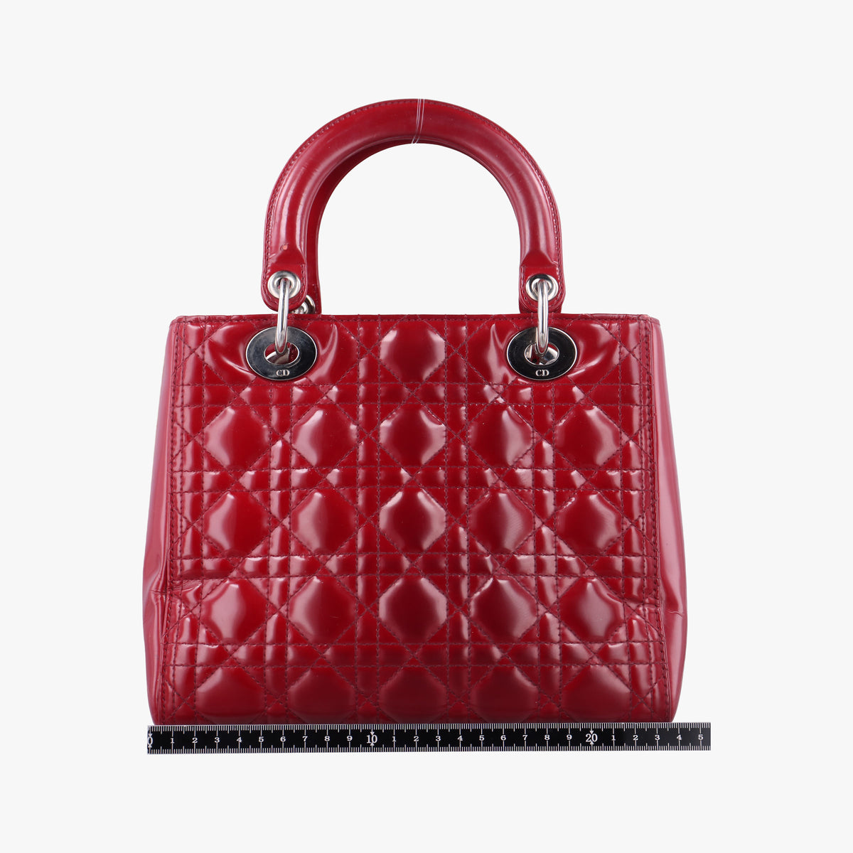 Pre-owned Christian Dior Lady Dior Red Patent  shoulderbag | stylenewstar