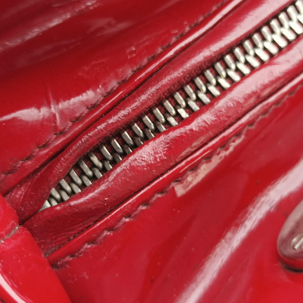 Pre-owned Christian Dior Lady Dior Red Patent  shoulderbag | stylenewstar