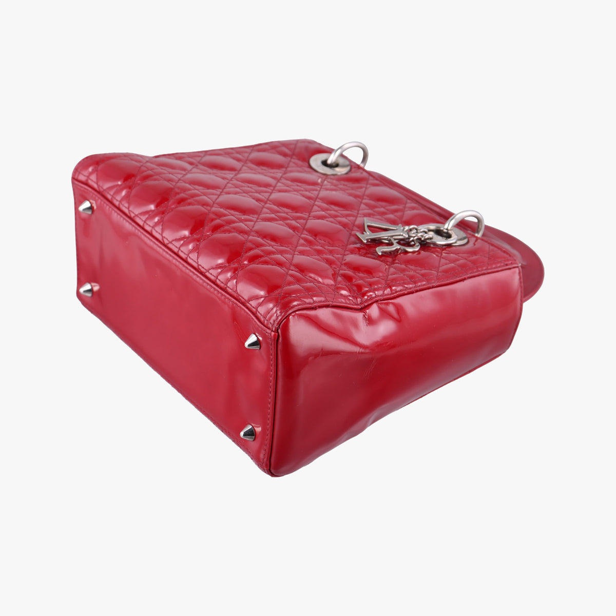 Pre-owned Christian Dior Lady Dior Red Patent  shoulderbag | stylenewstar
