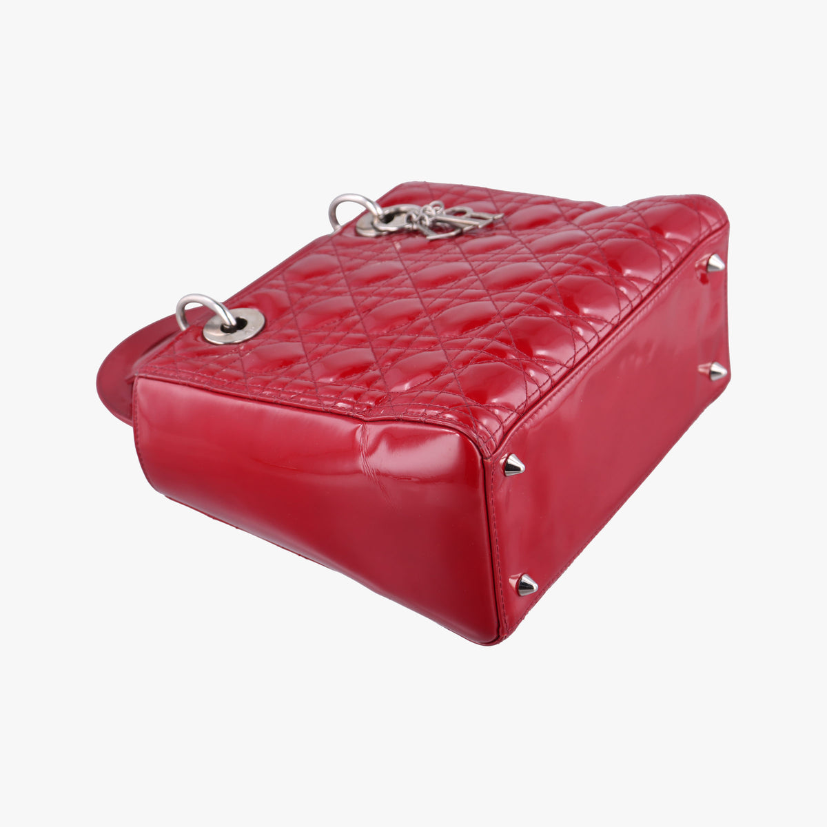 Pre-owned Christian Dior Lady Dior Red Patent  shoulderbag | stylenewstar