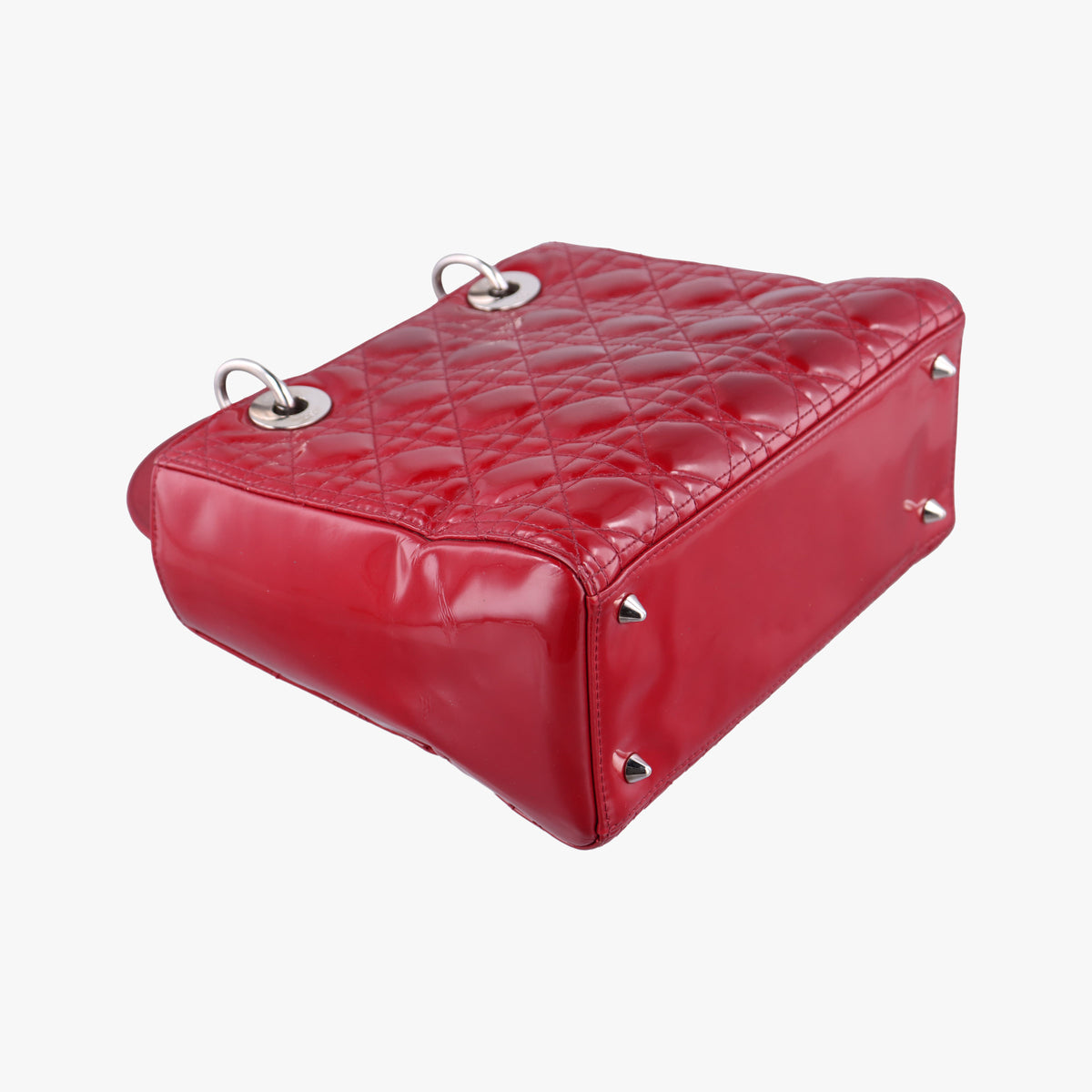 Pre-owned Christian Dior Lady Dior Red Patent  shoulderbag | stylenewstar