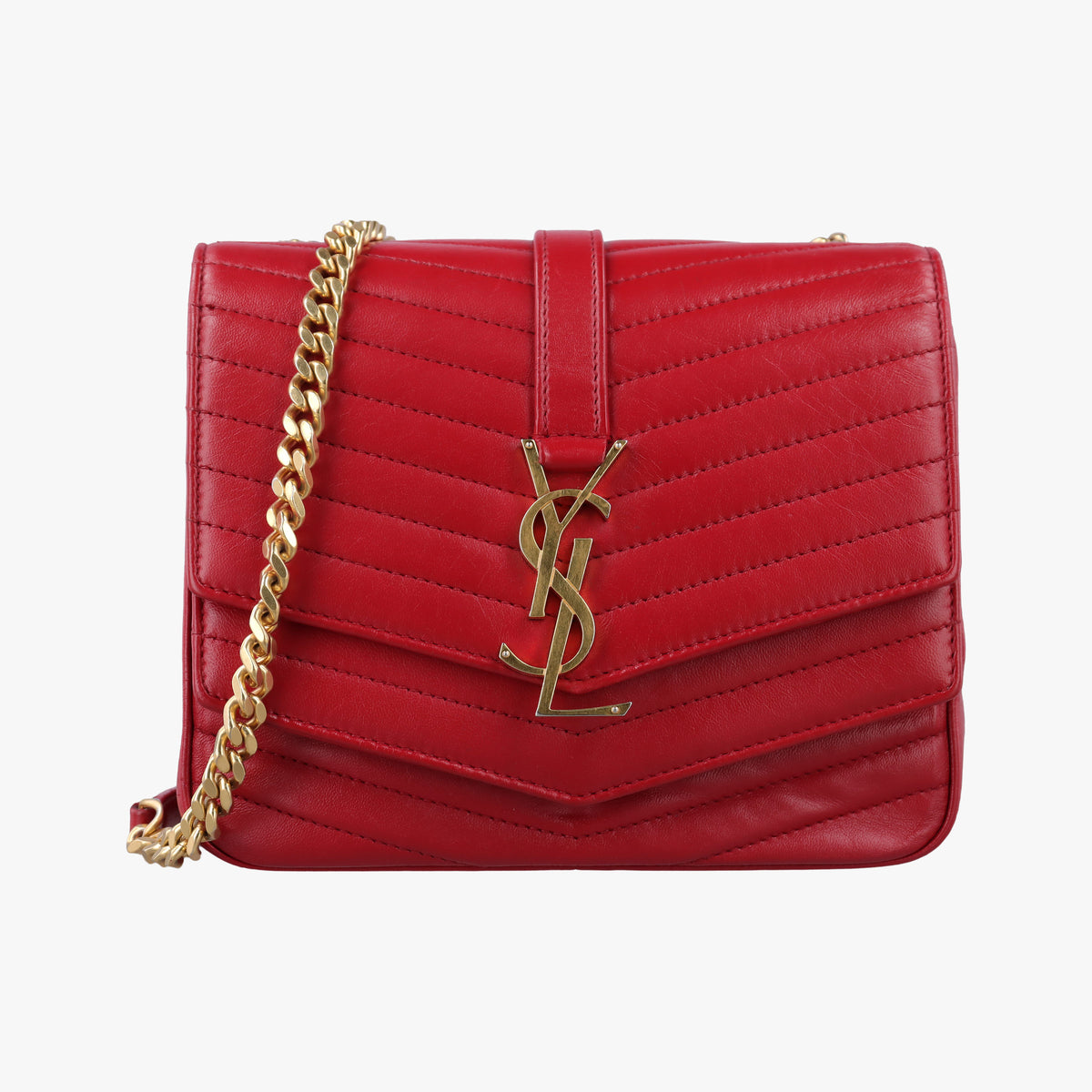 Pre-owned Yves Saint Laurent SULPICE Red Leather 532662 shoulderbag | stylenewstar