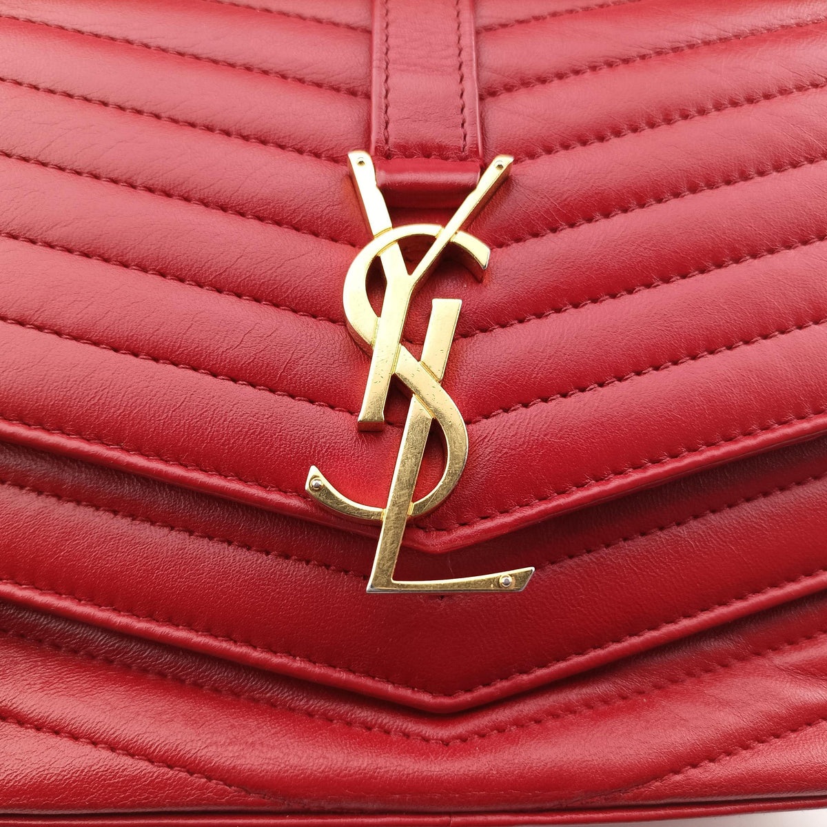 Pre-owned Yves Saint Laurent SULPICE Red Leather 532662 shoulderbag | stylenewstar