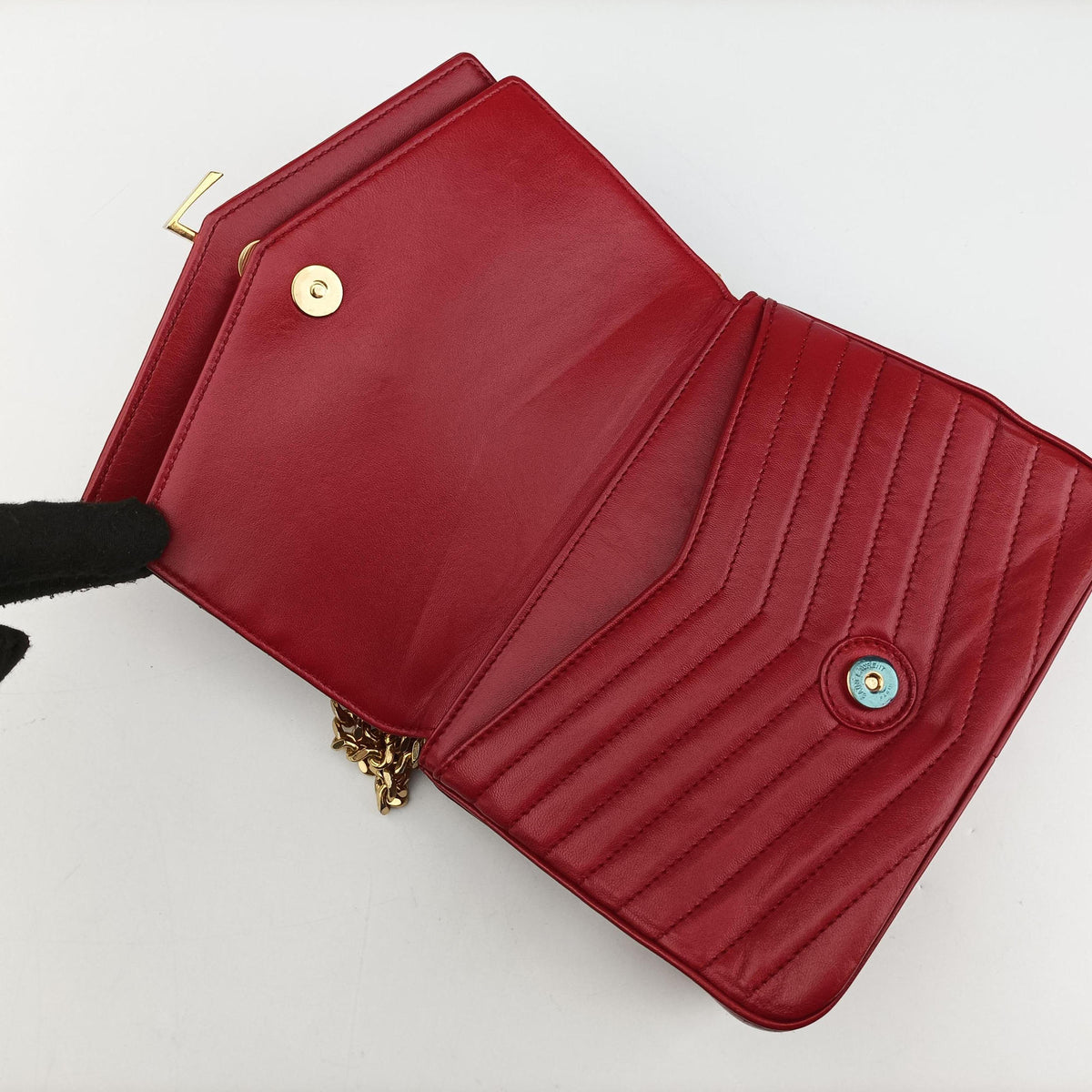 Pre-owned Yves Saint Laurent SULPICE Red Leather 532662 shoulderbag | stylenewstar