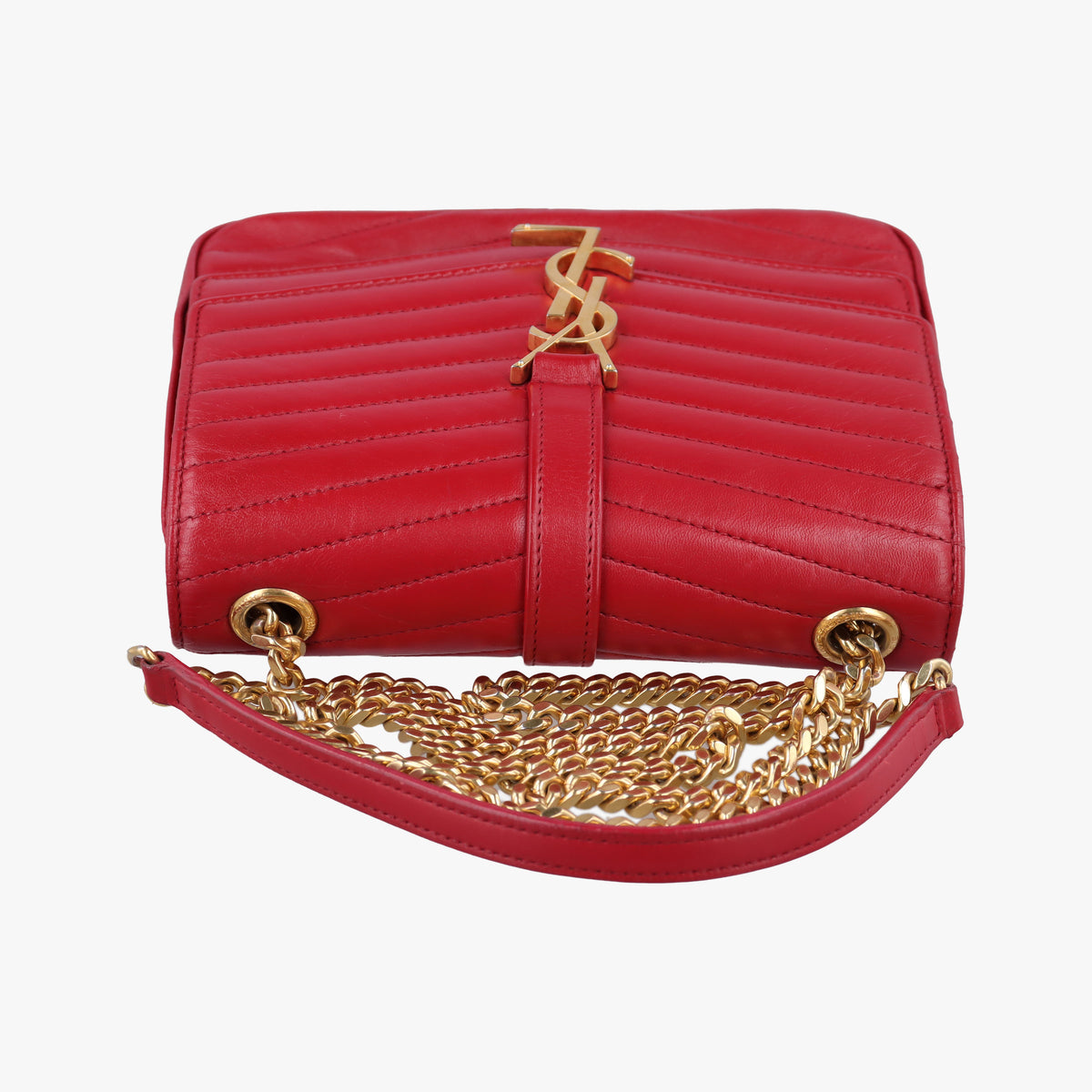 Pre-owned Yves Saint Laurent SULPICE Red Leather 532662 shoulderbag | stylenewstar