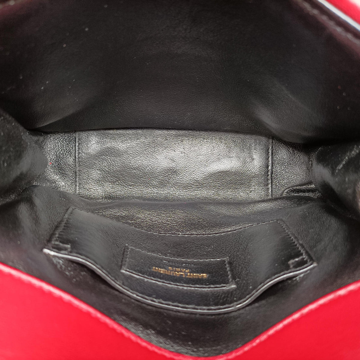Pre-owned Yves Saint Laurent SULPICE Red Leather 532662 shoulderbag | stylenewstar
