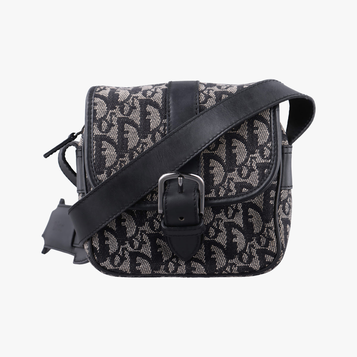 Pre-owned Christian Dior Trotter Black Jacquard×Leather  shoulderbag | stylenewstar
