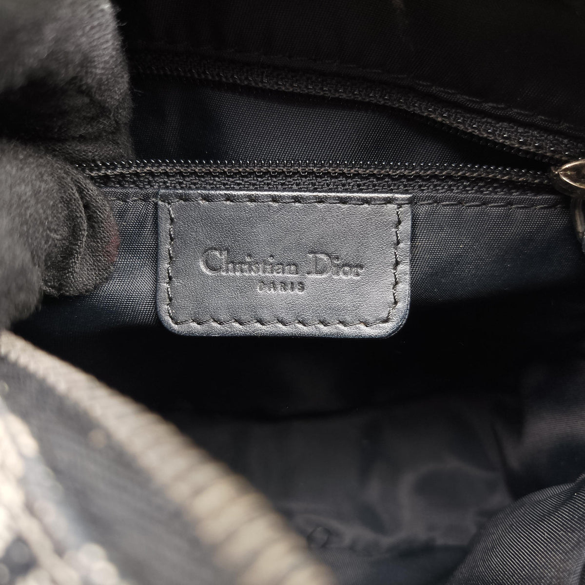 Pre-owned Christian Dior Trotter Black Jacquard×Leather  shoulderbag | stylenewstar