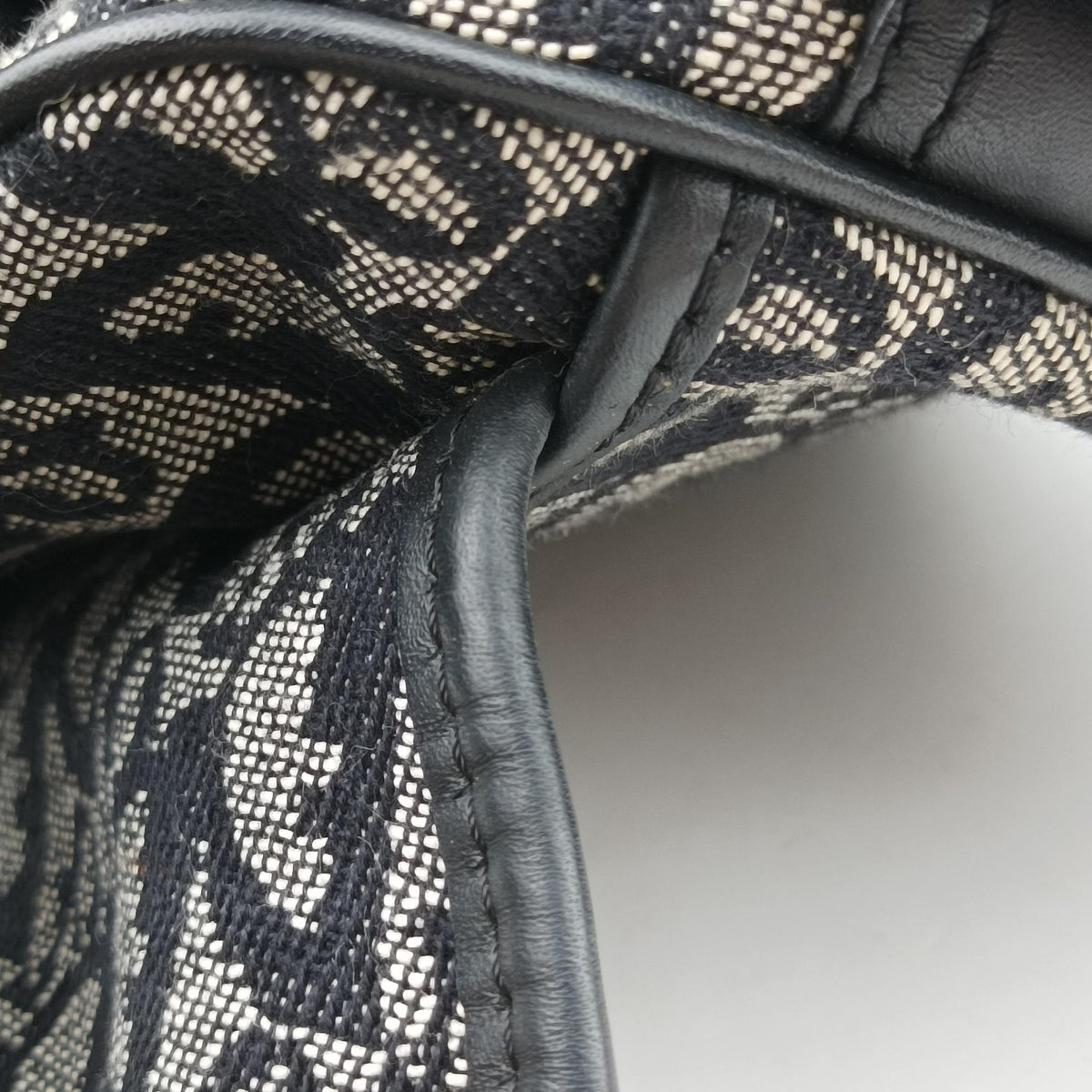 Pre-owned Christian Dior Trotter Black Jacquard×Leather  shoulderbag | stylenewstar