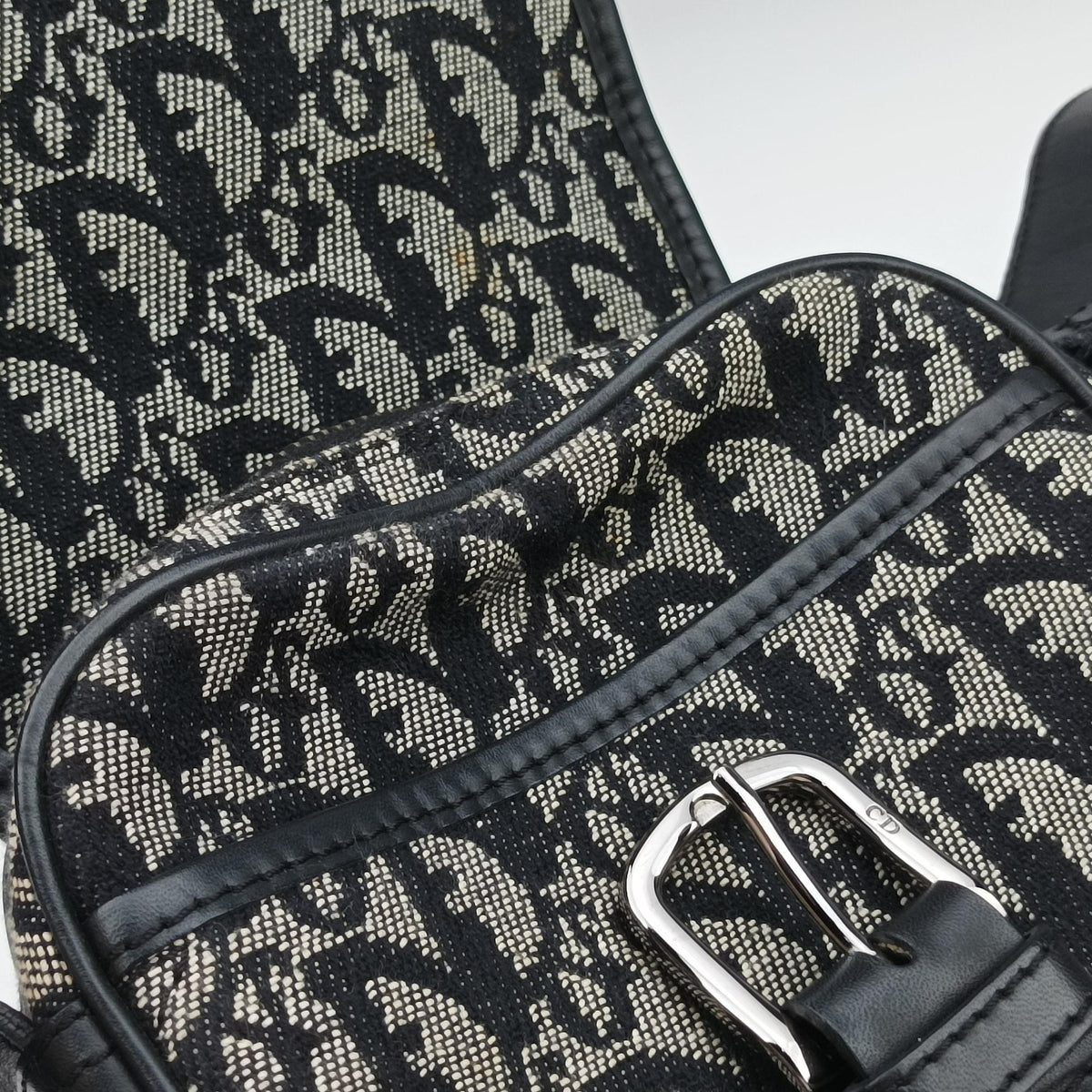 Pre-owned Christian Dior Trotter Black Jacquard×Leather  shoulderbag | stylenewstar