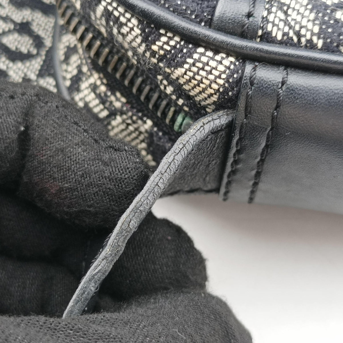 Pre-owned Christian Dior Trotter Black Jacquard×Leather  shoulderbag | stylenewstar