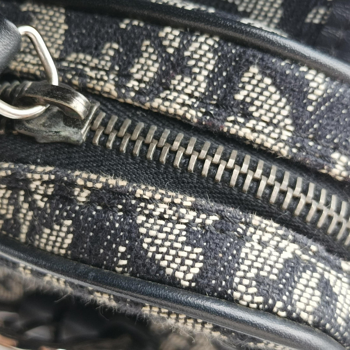 Pre-owned Christian Dior Trotter Black Jacquard×Leather  shoulderbag | stylenewstar