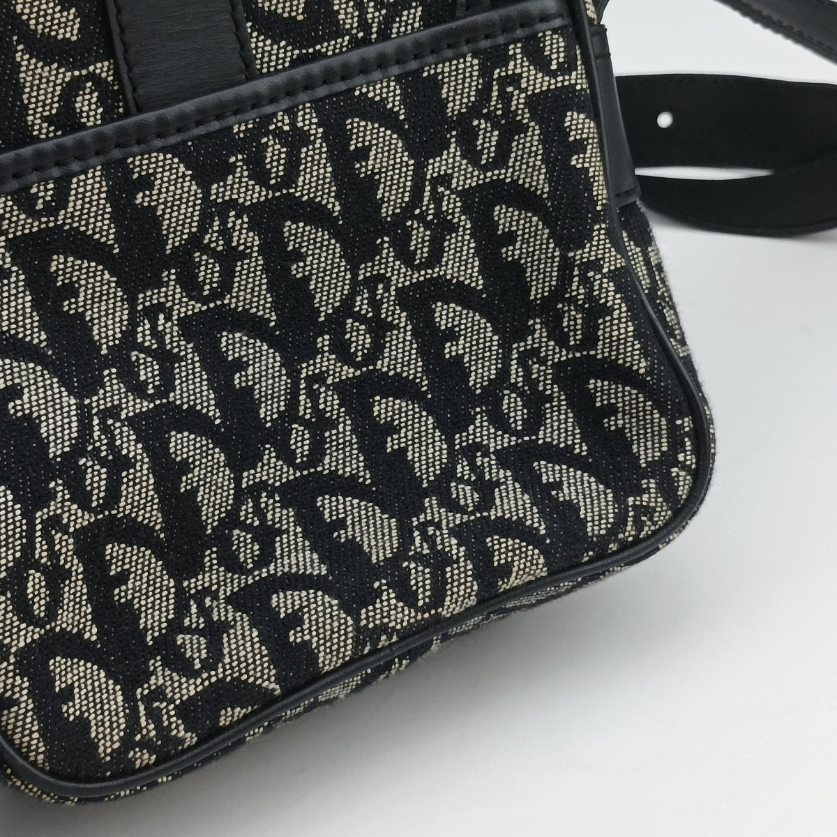 Pre-owned Christian Dior Trotter Black Jacquard×Leather  shoulderbag | stylenewstar