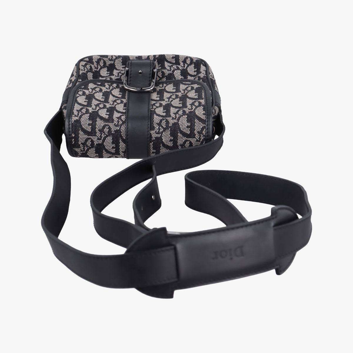 Pre-owned Christian Dior Trotter Black Jacquard×Leather  shoulderbag | stylenewstar