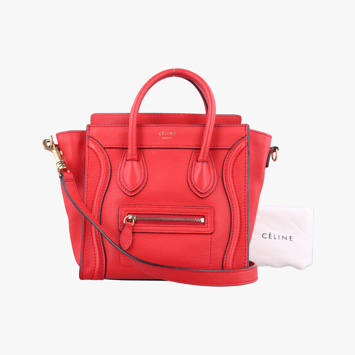 Pre-owned Celine luggage nano shopper Red Leather  shoulderbag | stylenewstar