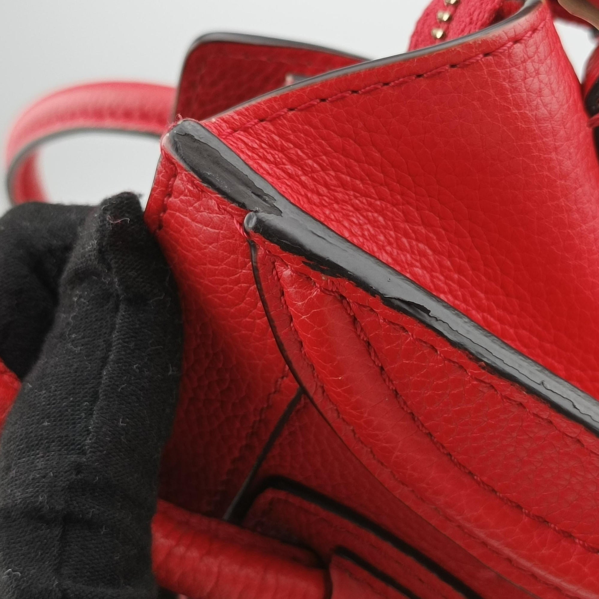 Pre-owned Celine luggage nano shopper Red Leather  shoulderbag | stylenewstar
