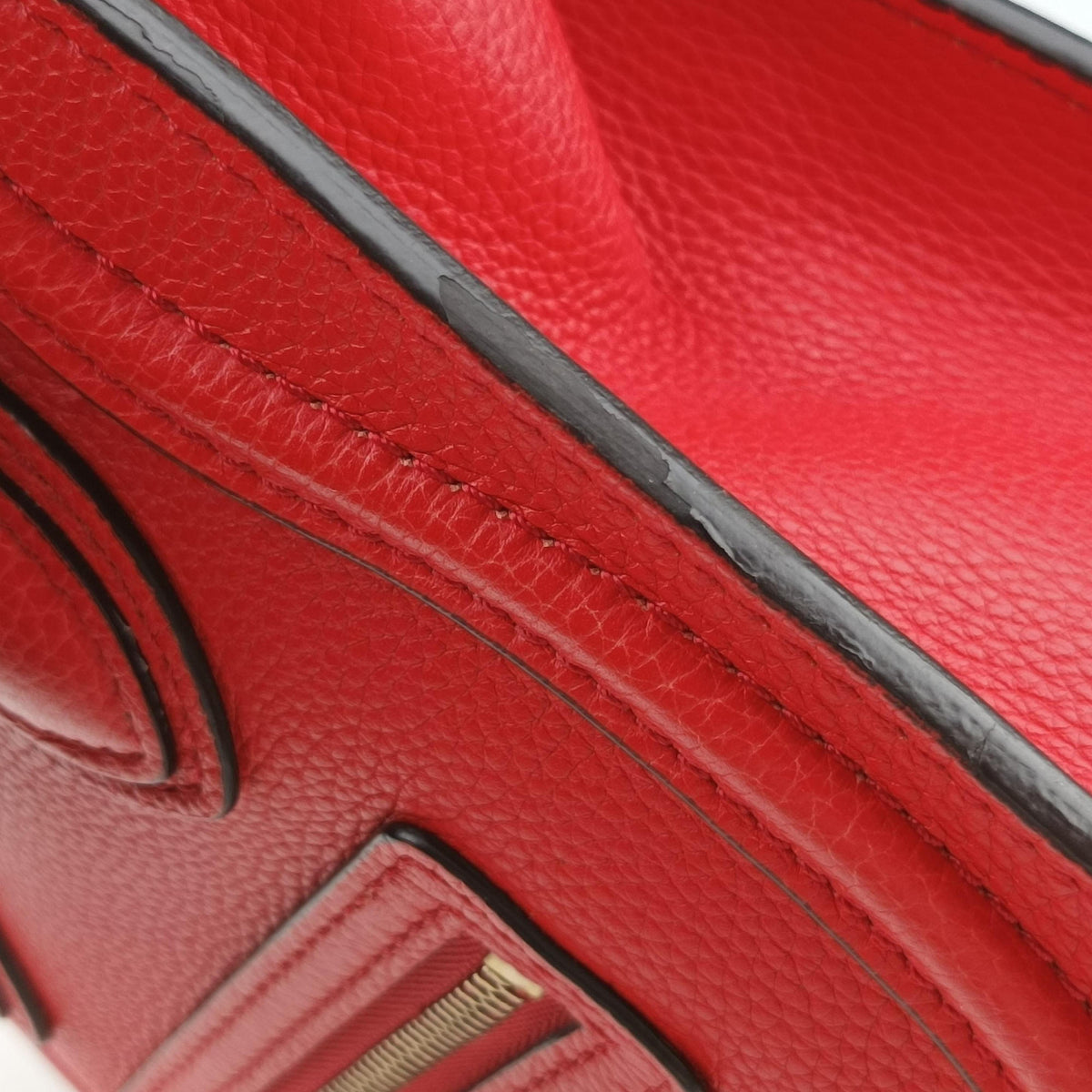 Pre-owned Celine luggage nano shopper Red Leather  shoulderbag | stylenewstar