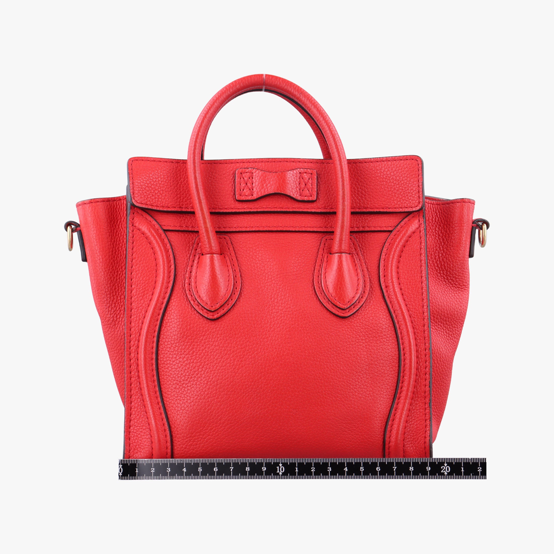 Pre-owned Celine luggage nano shopper Red Leather  shoulderbag | stylenewstar