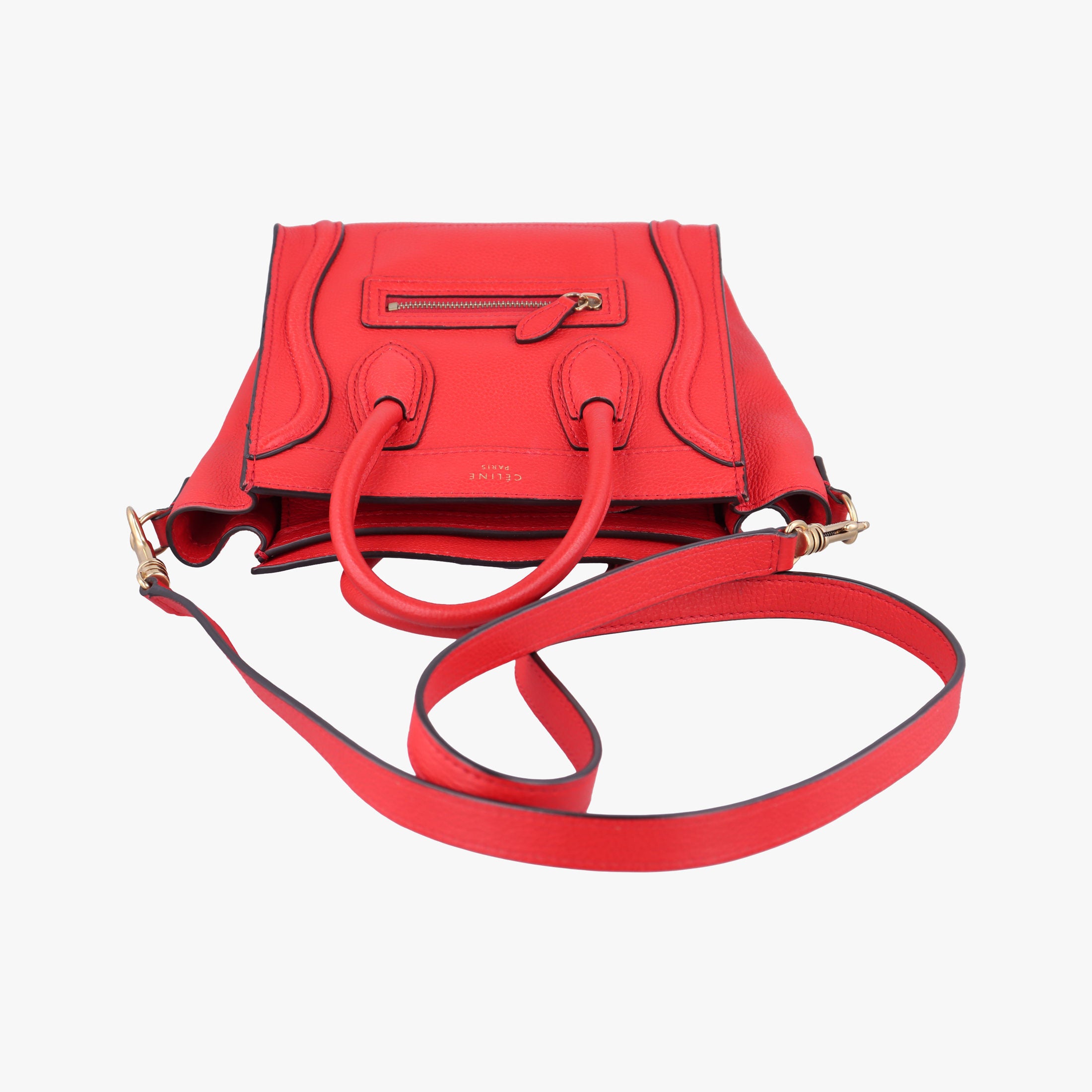 Pre-owned Celine luggage nano shopper Red Leather  shoulderbag | stylenewstar