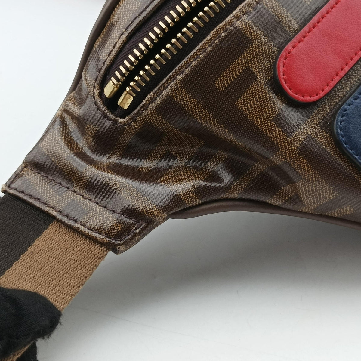 Pre-owned Fendi Fila Collaboration Zucca Pattern Logomania Brown PVC coated canvas 7VA434 bum bag/waist bag | stylenewstar