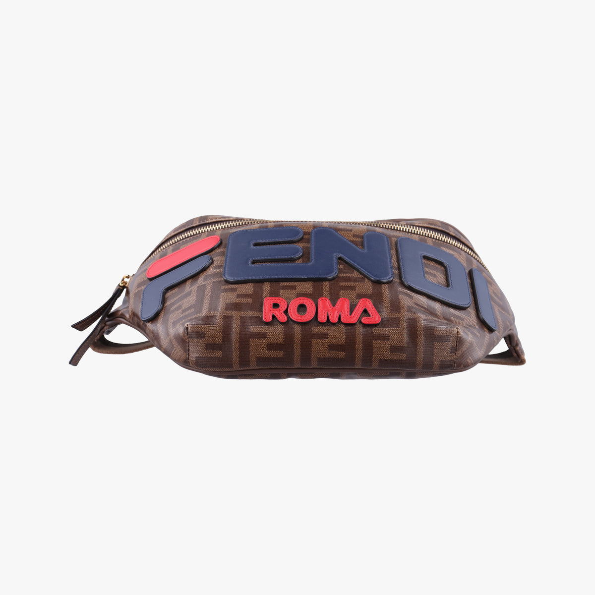 Pre-owned Fendi Fila Collaboration Zucca Pattern Logomania Brown PVC coated canvas 7VA434 bum bag/waist bag | stylenewstar