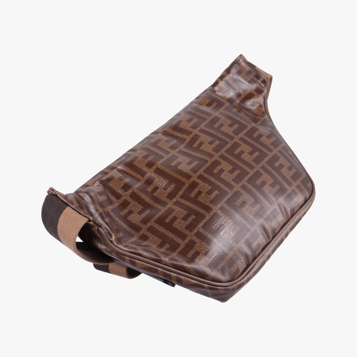 Pre-owned Fendi Fila Collaboration Zucca Pattern Logomania Brown PVC coated canvas 7VA434 bum bag/waist bag | stylenewstar