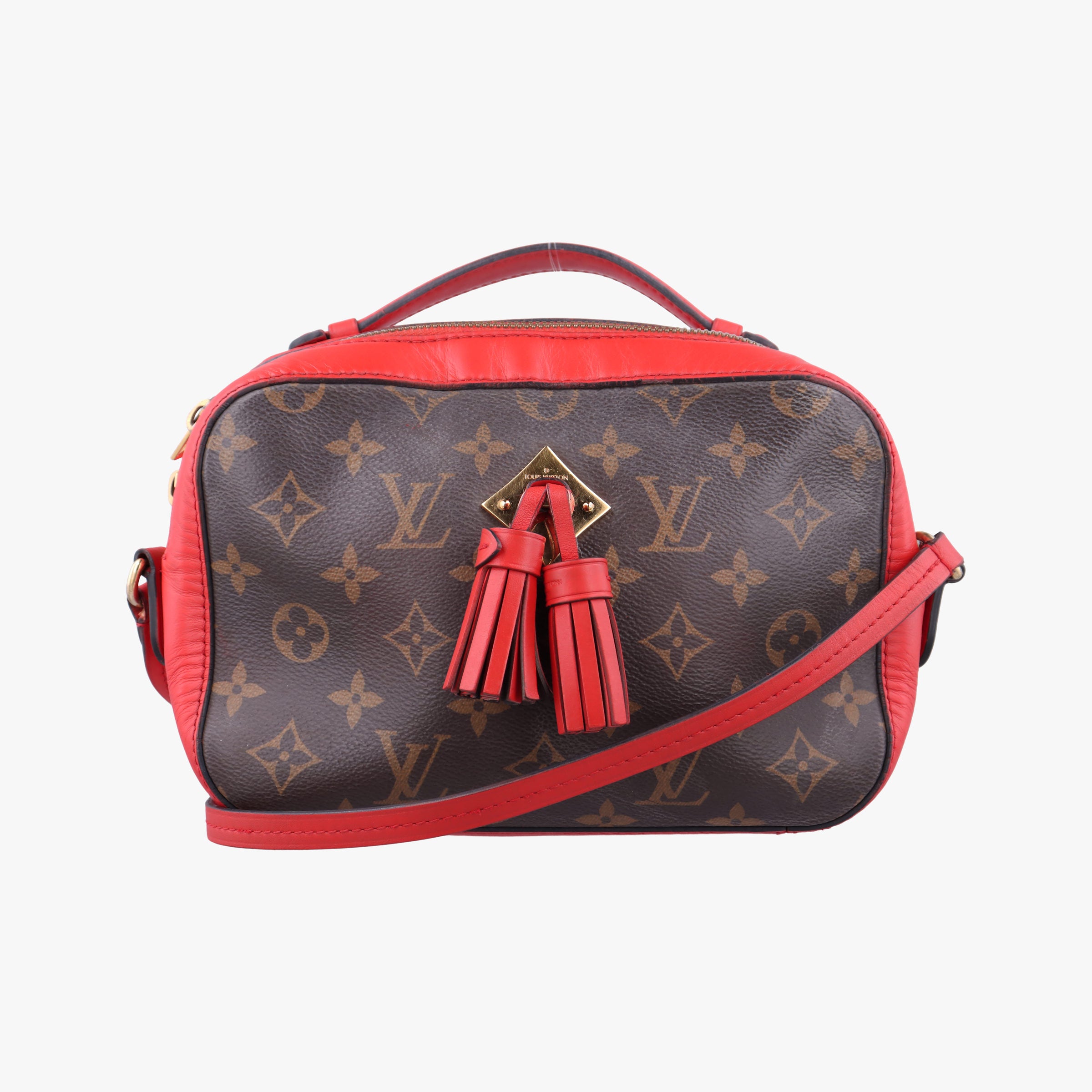 Pre-owned Louis Vuitton SAINTONGE brown×COQUELICOT Monogram Canvas×calf leather M43556 shoulderbag | stylenewstar