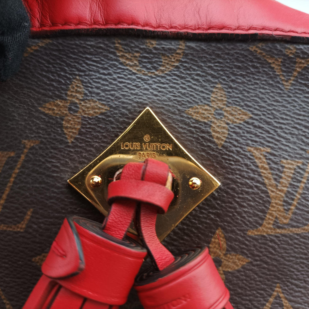 Pre-owned Louis Vuitton SAINTONGE brown×COQUELICOT Monogram Canvas×calf leather M43556 shoulderbag | stylenewstar