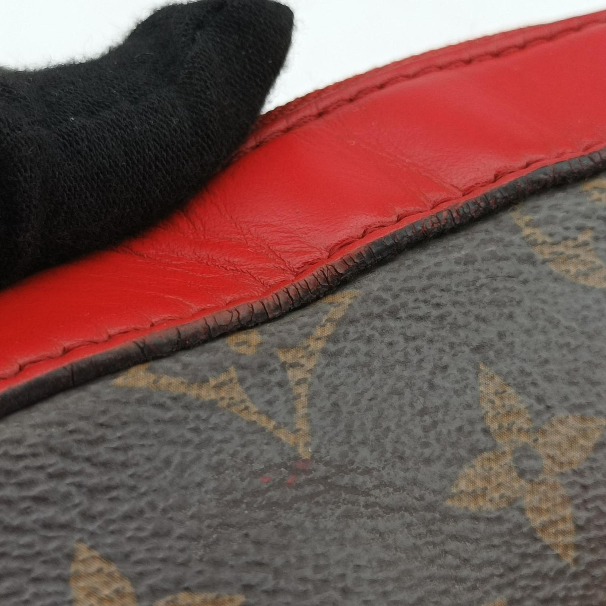 Pre-owned Louis Vuitton SAINTONGE brown×COQUELICOT Monogram Canvas×calf leather M43556 shoulderbag | stylenewstar