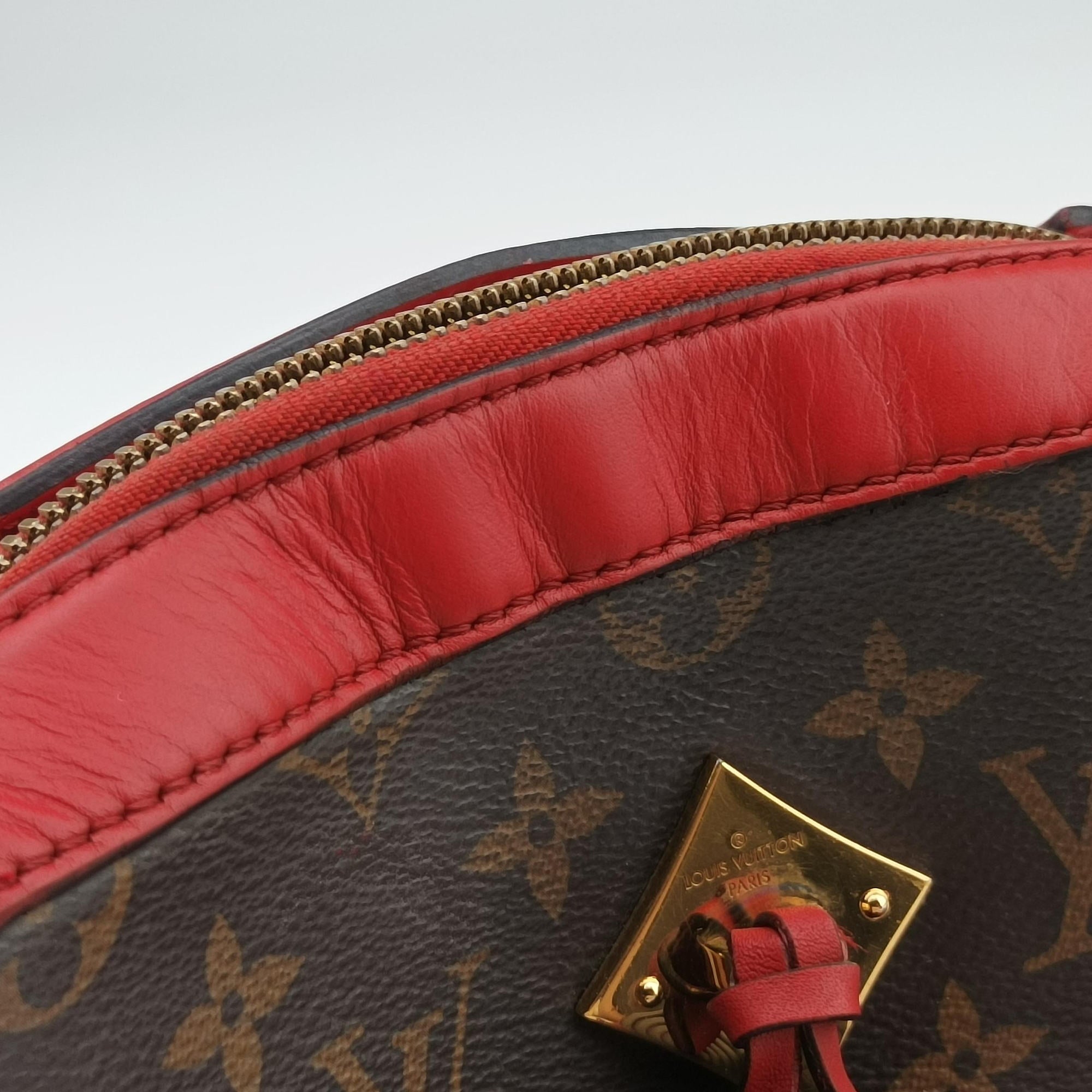 Pre-owned Louis Vuitton SAINTONGE brown×COQUELICOT Monogram Canvas×calf leather M43556 shoulderbag | stylenewstar