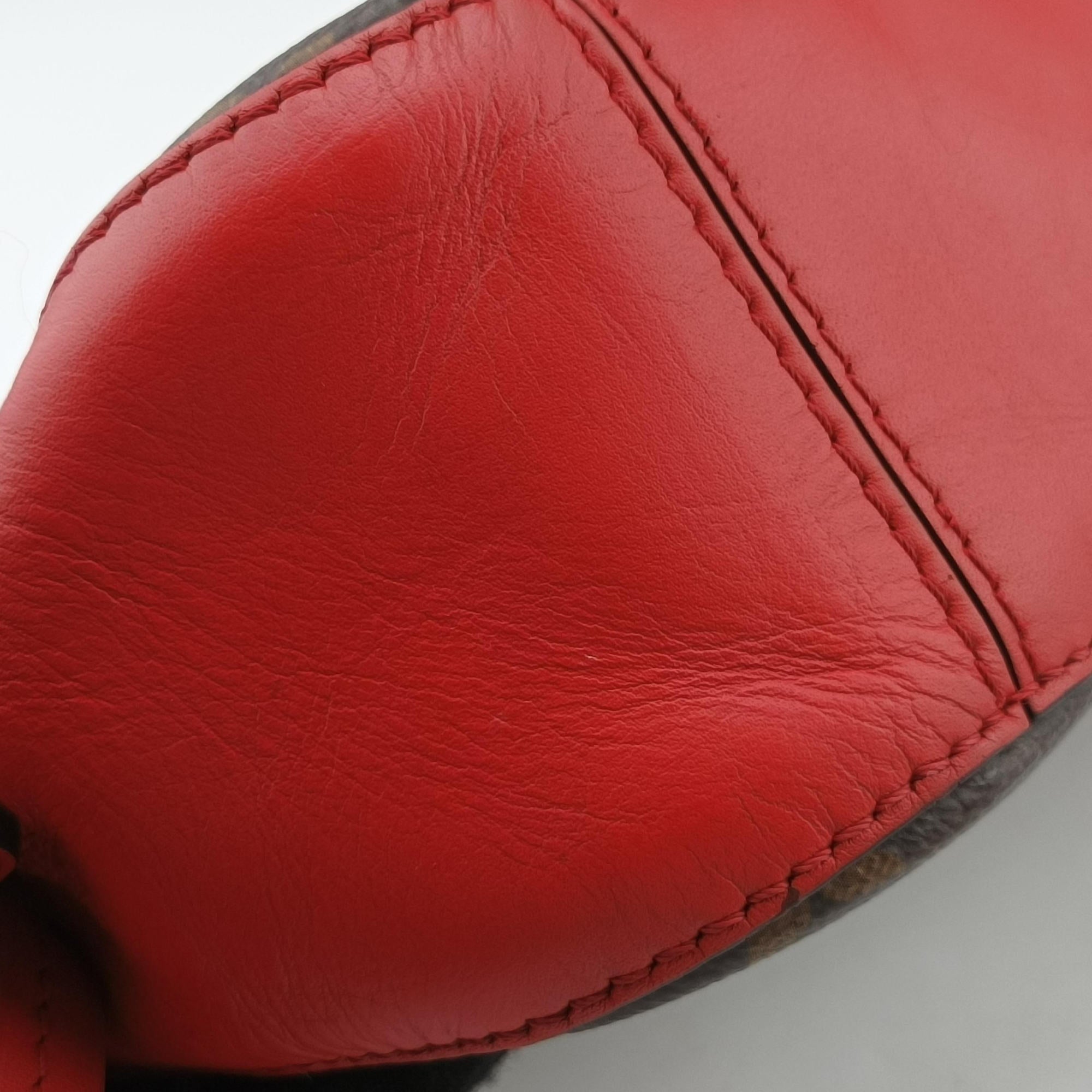 Pre-owned Louis Vuitton SAINTONGE brown×COQUELICOT Monogram Canvas×calf leather M43556 shoulderbag | stylenewstar