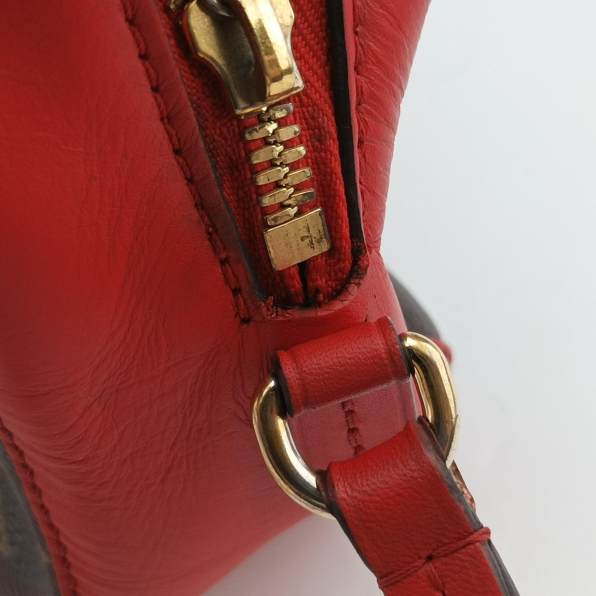 Pre-owned Louis Vuitton SAINTONGE brown×COQUELICOT Monogram Canvas×calf leather M43556 shoulderbag | stylenewstar