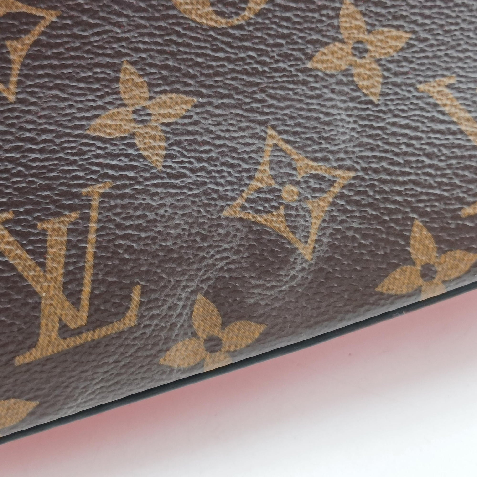 Pre-owned Louis Vuitton SAINTONGE brown×COQUELICOT Monogram Canvas×calf leather M43556 shoulderbag | stylenewstar