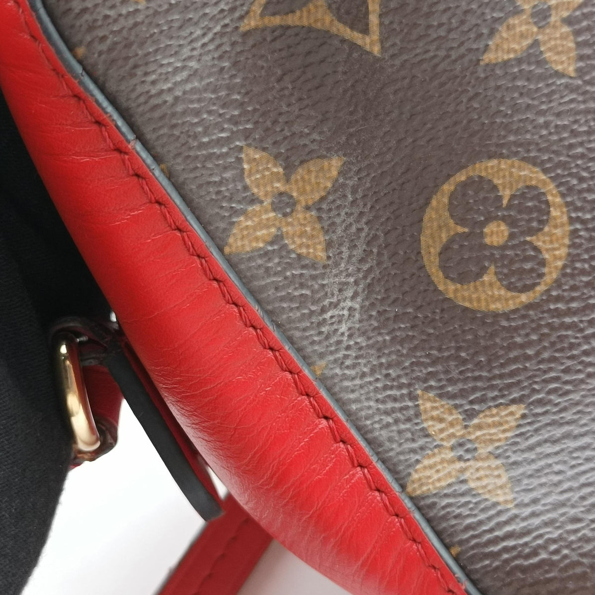 Pre-owned Louis Vuitton SAINTONGE brown×COQUELICOT Monogram Canvas×calf leather M43556 shoulderbag | stylenewstar