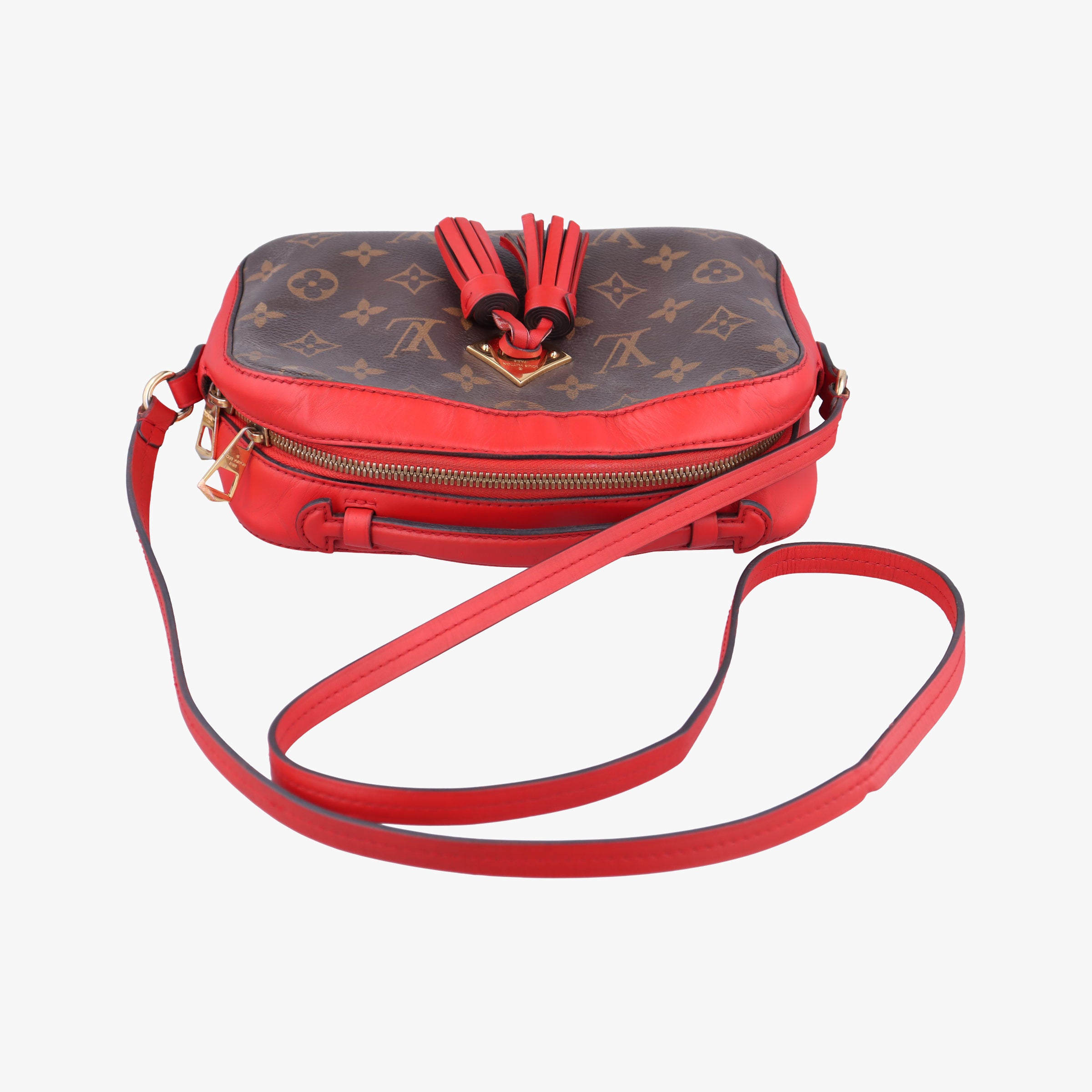 Pre-owned Louis Vuitton SAINTONGE brown×COQUELICOT Monogram Canvas×calf leather M43556 shoulderbag | stylenewstar