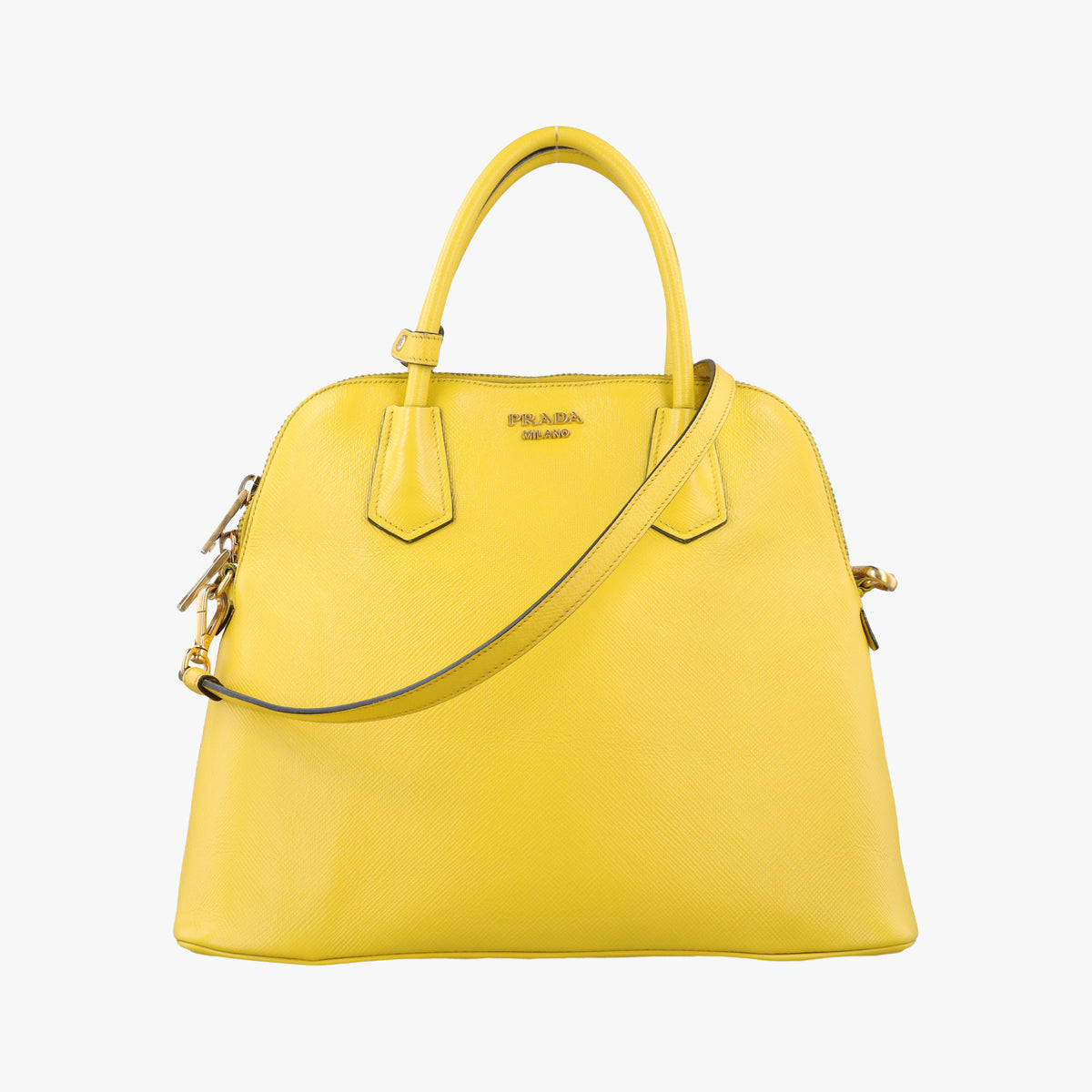 Secondhand Prada Cuir Top Handle Yellow SAFFIANO Leather BL0902 shoulderbag | stylenewstar
