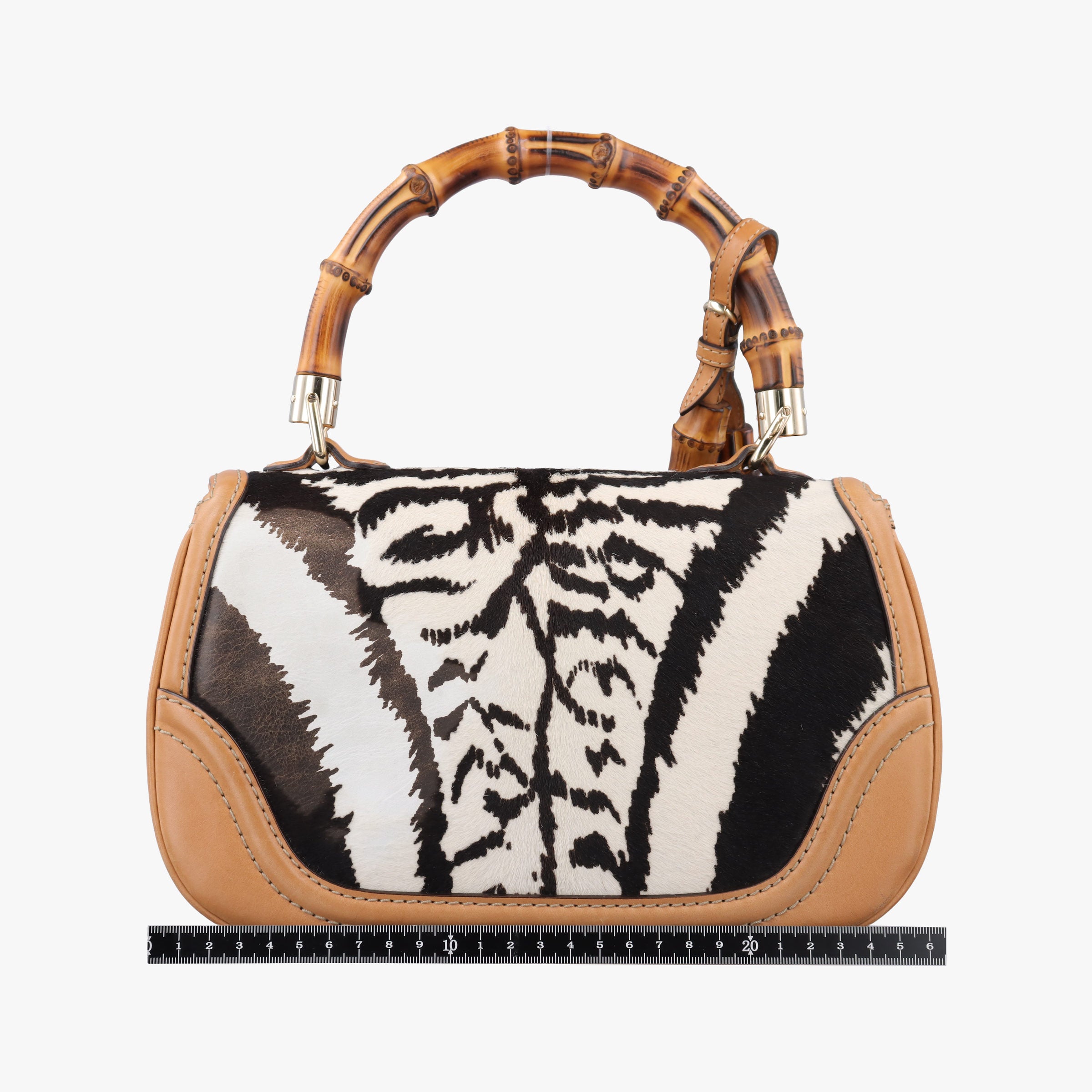 Pre-owned Gucci New Bamboo Multicolour ponyhair×leather 254884 shoulderbag | stylenewstar